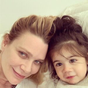 Laurie Holden Instagram - We are watching Winnie The Poo today in bed:) #auntie #emilia #happygirls