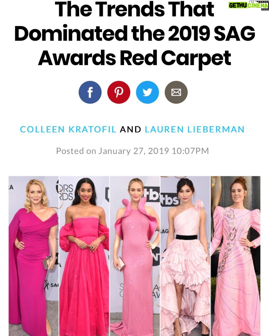 Laurie Holden - 3.8K Likes - Pink is my favorite color for 2019:) #nominated #sag #memory #pink #glam