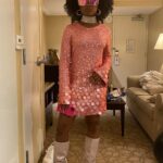 Leah Sava Jeffries Instagram - lol ik i’m late but here’s pre-oscars. dress: thank you to for my dress: @loveshackfancy makeup: @beautybyberenz