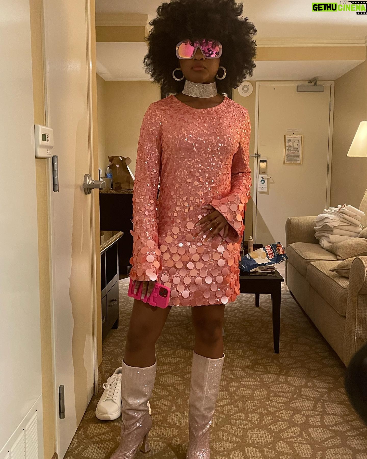 Leah Sava Jeffries Instagram - lol ik i’m late but here’s pre-oscars. dress: thank you to for my dress: @loveshackfancy makeup: @beautybyberenz