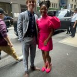 Leah Sava Jeffries Instagram - Disney Upfronts 2024 @walker.scobell @aryansimhadri Hair & Makeup: @lilovesyou Stylist: @cdicelove13 Pink dress: @saulee Pink heels: @shoethebear Pink Ring & colored diamond bracelets @mahrukh.akuly.jewelry Singlet Pink Stone Ring and gold heart ring: @shop.ivyjewelry Multicolored ring: @sifjacobs #annabethchase #percyjacksonandtheolympians #disneyplus #disneyupfronts2024