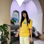 Lee Ju-yeon Instagram - 긴머리 변신 기분 좋아용 🩵 #에드비붙임머리 🩵 골프복 말고 편한 트레이닝도 예쁜 @travismathew @travismathew_kr 🩶