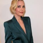 Leslie Bibb Instagram - green with envy... i need this @galvanlondon suit in my life all the time... thanks @cinemasociety for giving me another reason to play dress up this week and for discussing all things @palmroyaletv and #dinahdonahue...