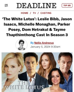 Leslie Bibb Instagram - sawasdee kha...
welcome to the #thewhitelotus #season3 #thailand...
i love you #mikewhite 
i love you @thewhitelotus 
i love you @hbo 
i am over the moon...
i can't wipe the satisfied grin off my face...
✌🏻lb
story: @deadline 
photo: @thealexandraarnold
watch: @streamonmax