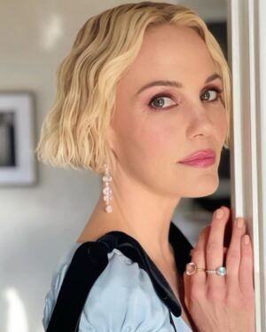 Leslie Bibb Instagram - balcony blues...
oh @rodarte how i love this dreamy dress...
the perfect night in the perfect dress celebrating #palmroyale...
thank you @appletv for rolling out the pink carpet...
and thank you @jeanannwilliams for always making me feel so special 💙