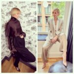 Leslie Bibb Instagram – leanin’ back and throwin’ some shade(s)…of brown…pressin’ on for @aboutmyfather…forgive me if my answers are startin’ to sound nonsensical…my brain is turnin’ into spaghettios but i am feelin’ the fashion @jeanannwilliams is servin’… #AboutMyFather opens tomorrow May 26 in theaters…