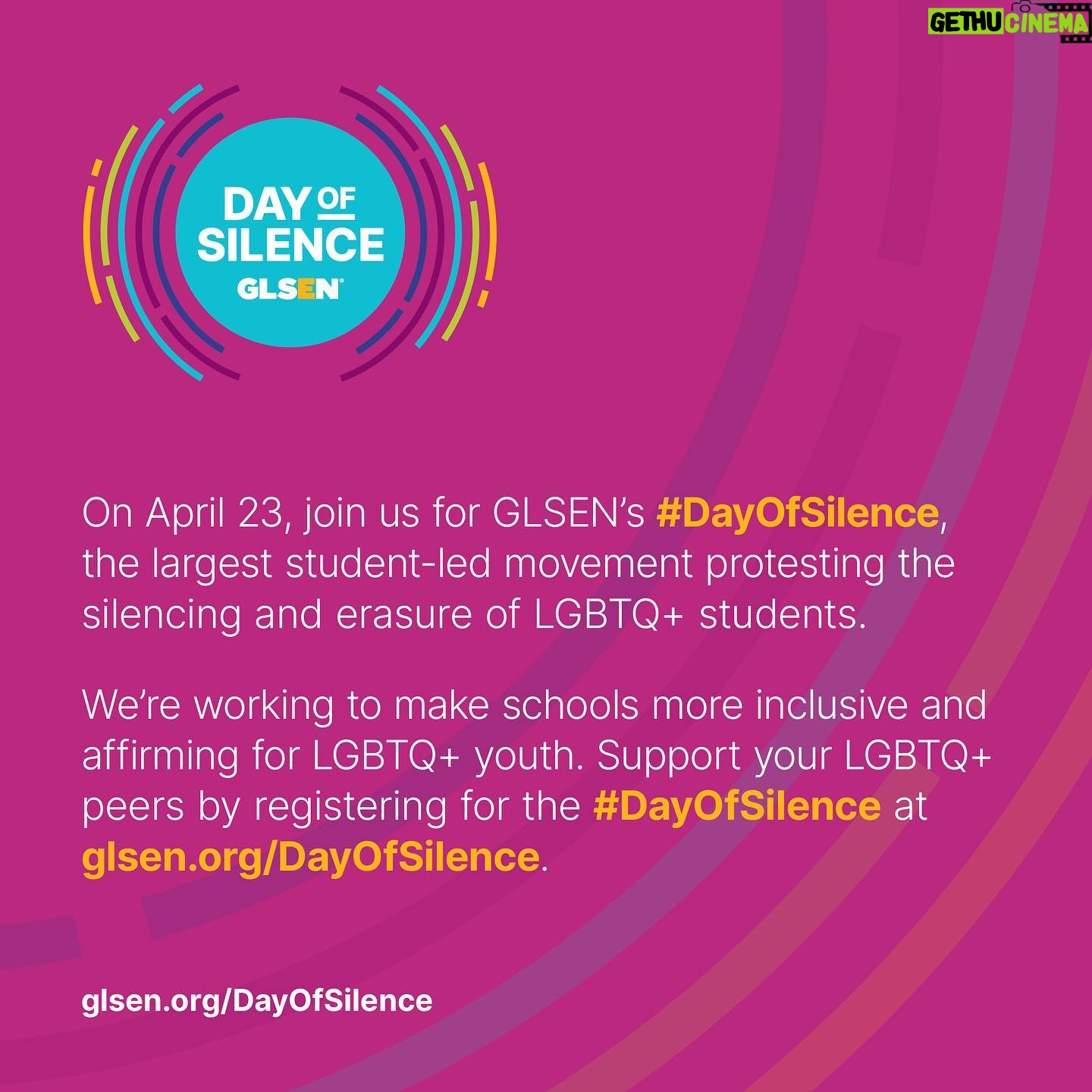 Leslie Grossman Instagram - Join me in solidarity with tens and thousands of students around the world as we protest the erasure and silencing of LGBTQ students on April 23, during @glsen #DayOfSilence. You can check out resources, and participate virtually and in-person, by visiting glsen.org/DayOfSilence. Together, we’ll #BreakTheSilence, and make schools a more inclusive and safer place for LGBTQ students.
