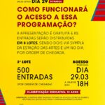 Letrux Instagram - A carioca @leticialetrux estreia na Gare na sexta, 29, com o show “Letrux como Mulher Girafa”. Atenção! O acesso será por meio da campanha Ingresso Solidário. Serão distribuídos 1.500 ingressos gratuitos pela plataforma Sympla e outras 500 pessoas poderão entrar no dia por ordem de chegada. Para validar sua entrada, não esqueça de trazer 1 kg de alimento não perecível (exceto sal). As doações serão feitas para o programa do @governodoceara "Ceará Sem Fome", que leva comida à mesa de cearenses em situação de extrema pobreza. Os ingressos antecipados serão disponibilizados em dois lotes de 750 unidades: o primeiro, no dia 21.03 (quinta-feira), a partir das 11h; e o segundo, no dia 26.03 (terça-feira), também a partir das 11h. Somente 01 por CPF. Quando estiver liberado, eu publico o link nos stories, tá? Fique de olho que, aos poucos, vou soltar a programação completa por aqui. Há dois anos a gente combina 🤍 #pratodomundover Descrição em texto alternativo. 〰 A Estação das Artes é um equipamento da Secretaria da Cultura do Estado do Ceará, gerido em parceria com o Instituto Mirante. #EstacaodasArtes #SecultCE #GovernodoCeará #InstitutoMirante #agentecombina