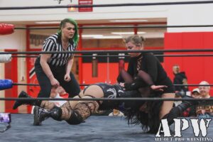 Leva Bates Instagram - It’s Monday, so I should post a wrestling pic! Let’s start this week out with a bang 

Courtesy of Brian Steele for @allout.pro.wrestling!
