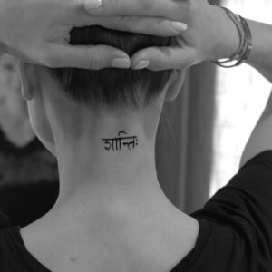 Liberté Chan Instagram - Two words to describe this next chapter of life:

Peace   Protection

That means I will walk away from anyone and any situation that’s not loving. And I will protect my inner peace at all costs.

Btw - years ago I got शान्तिः tattooed on my neck. It’s the Sanskrit word for Shanti, which was my dog’s name and means inner peace. Clearly peace is a priority…

#peace #shanti #innerpeace #innerwork #walkaway

शान्तिः @konstantin_noskos