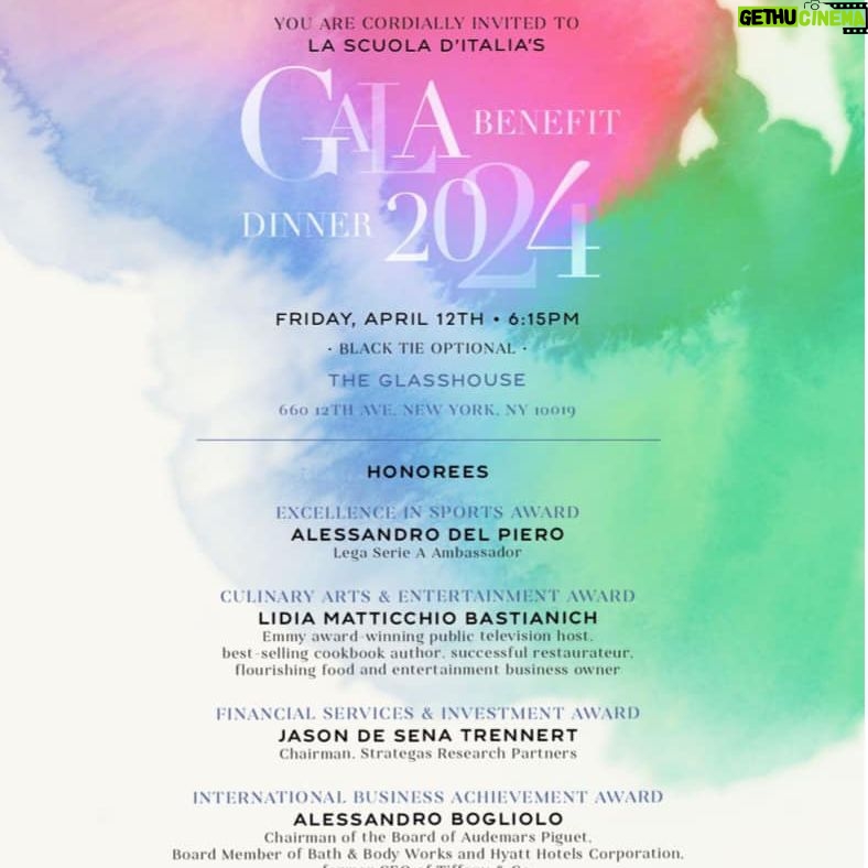 Lidia Bastianich Instagram - I am so honored to be recognized at the 2024 La Scuola d'Italia Gala Benefit Event! This year's festivities will be on April 12th at The Glasshouse in NYC. You can find out more info here - link in my bio. #gala2024 #LidiasItaly #Whereslidia #LidiaBastianich #ItalianFood #25YearsofLidia #FromLidiasTableToYours