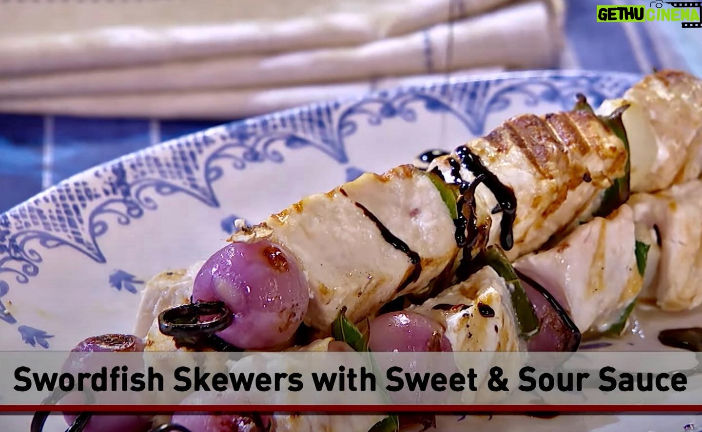Lidia Bastianich Instagram - I love Swordfish prepared this way - I had these for the first time at an outdoor grigliata near the sea in Trapani, Sicily. Join me in my kitchen with my grandson Miles as I prepare this simple and delicikous dish. Buon Gusto! Link to video and recipe in my bio. #TuttiaTavolaaMangiare #LidiasRecipes #LidiasItaly #LidiasKitchen #LidiaBastianich #ItalianFood #25YearsofLidia