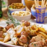 Lidia Bastianich Instagram - Chicken & Sausage Bites w/ Apple Cider Vinegar Sauce. No matter whom you are hosting season, this is a delicious dish that all your guests will love. If you have a small family gathering, it is easy to make on top of the stove; if you have a bigger crowd, use the oven, multiplying the ingredients by two or three for larger groups. Buon Gusto! Link to recipe and video in my bio. . . . . . #LidiasRecipes #LidiasItaly #LidiasKitchen #LidiaBastianich #ItalianFood #25YearsofLidia #FromLidiasTableToYours #LidiasSoundtrack .