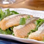 Lidia Bastianich Instagram - Seared Salmon Paillards with Arugula Salad. As the weather warms, this is a deliciously light and fool-proof method for cooking salmon that is perfect for lunch or weekend dinner. Join me in my kitchen as I make them here. Link to video in my bio. Tutti a Tavola a Mangiare! #LidiasRecipes #LidiasItaly #LidiasKitchen #LidiaBastianich #ItalianFood #25YearsofLidia