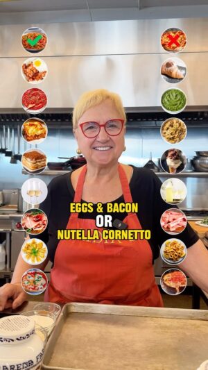 Lidia Bastianich Instagram - Eggs & Bacon or Nutella Croissant!? 🍳🥓🥐

We visited @faema_canada for a delicious lunch demonstration with Chef @lidiabastianich, featuring an amazing selection of @fabbricanada products, where we got her food takes in our ‘This or That’ Challenge 👀

Catch Lidia’s Kitchen, presented by @marcangelofoods, on @TLNTV: Mon to Fri at 6:30P   Sun at 6P, 6:30P! 📺

#lidiaskitchen #chef #italianfood #cooking #pizza #napoli #newyork #nyc #eggs #eggsandbacon
