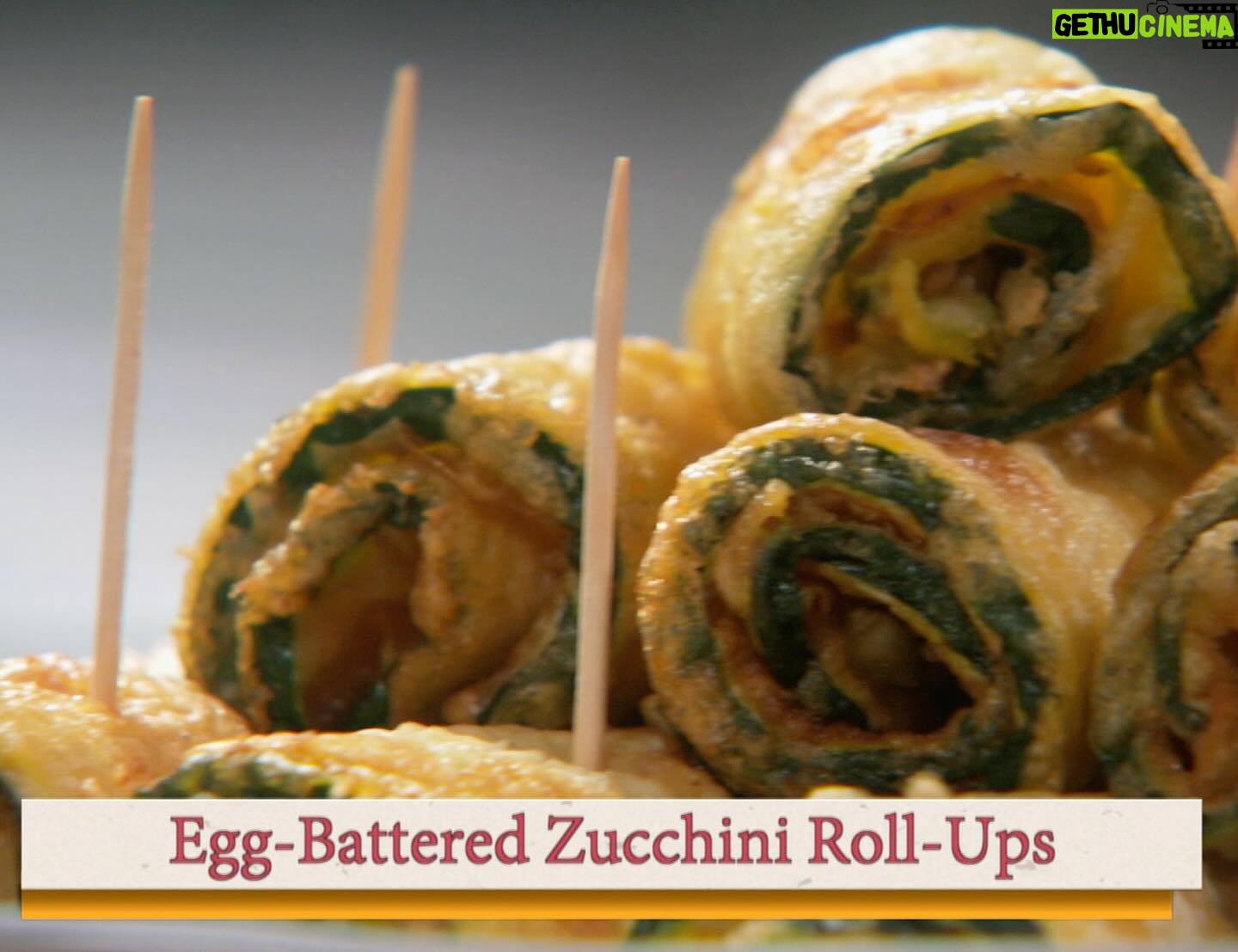 Lidia Bastianich Instagram - Zucchini Roll-Ups. This dish is a picnic favorite: the bite-size rolls are perfect to pop into your mouth at room temperature. Zucchini is readily available and affordable, especially in the summertime, and when prepared with a little imagination, as in this dish, it is delicious and festive-looking. I literally grew up on zucchini prepared this way— sliced into thin strips, dipped in egg, and fried. It was one of my favorite vegetables when I was little, and my mother often made our school lunch sandwiches with these strips. Link to video and recipe in my bio. Buon Gusto! #LidiasItaly #LidiasKitchen #LidiaBastianich #ItalianFood #FromLidiasTableToYours #lidiassoundtrack