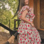 Lin Laishram Instagram - “And the pomegranates split and cracked with the heat, and showed the bleeding red hearts.” - Oscar Wilde Pomegranate dress by @truffle_india @tajsafaris Jewelry @shamooosana
