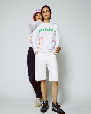 Lina Esco Instagram - @unemployedmagazine & @frame collab in the name of PRIDE. love being a part of this with my homies! 100% of the proceeds go to @glits_inc !!! #loveislove (t-shirts are available now)