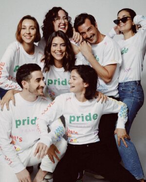 Lina Esco Instagram - @unemployedmagazine & @frame collab in the name of PRIDE. love being a part of this with my homies! 100% of the proceeds go to @glits_inc !!! #loveislove (t-shirts are available now)