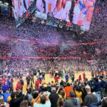 Lindsay Czarniak Instagram - An epic afternoon in Cleveland watching the @gamecockwbb win a championship with @lindsaycz and the kids. Kudos to coach @staley05 on another ring. It’s fun watching the golden age of women’s sports. Happy and proud. Thanks for the hospitality. Go Cocks!