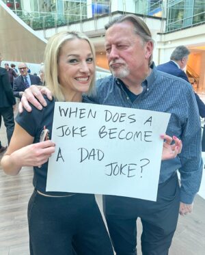 Lindsay Czarniak Instagram - Gotta get my dad for the dad joke! My dad Chet was diagnosed with lymphoma in 1998. His experience with medical care and how our family has benefitted from advancements in experimental drugs that have saved my dads life is a big reason why I believe so much in the hard work and mission of the leukemia and lymphoma society. What an honor to host the LLS Ball in DC last night. (And so fun to have my favorite cohost) It's not lost on me how special and blessed I am to have my dad and family there in the audience. #JOTD #lls #family