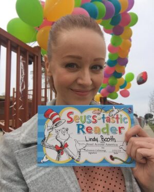 Lindy Booth Instagram - love being a part of #readacrossamerica and celebrating children’s literacy, reading and dr seuss!
