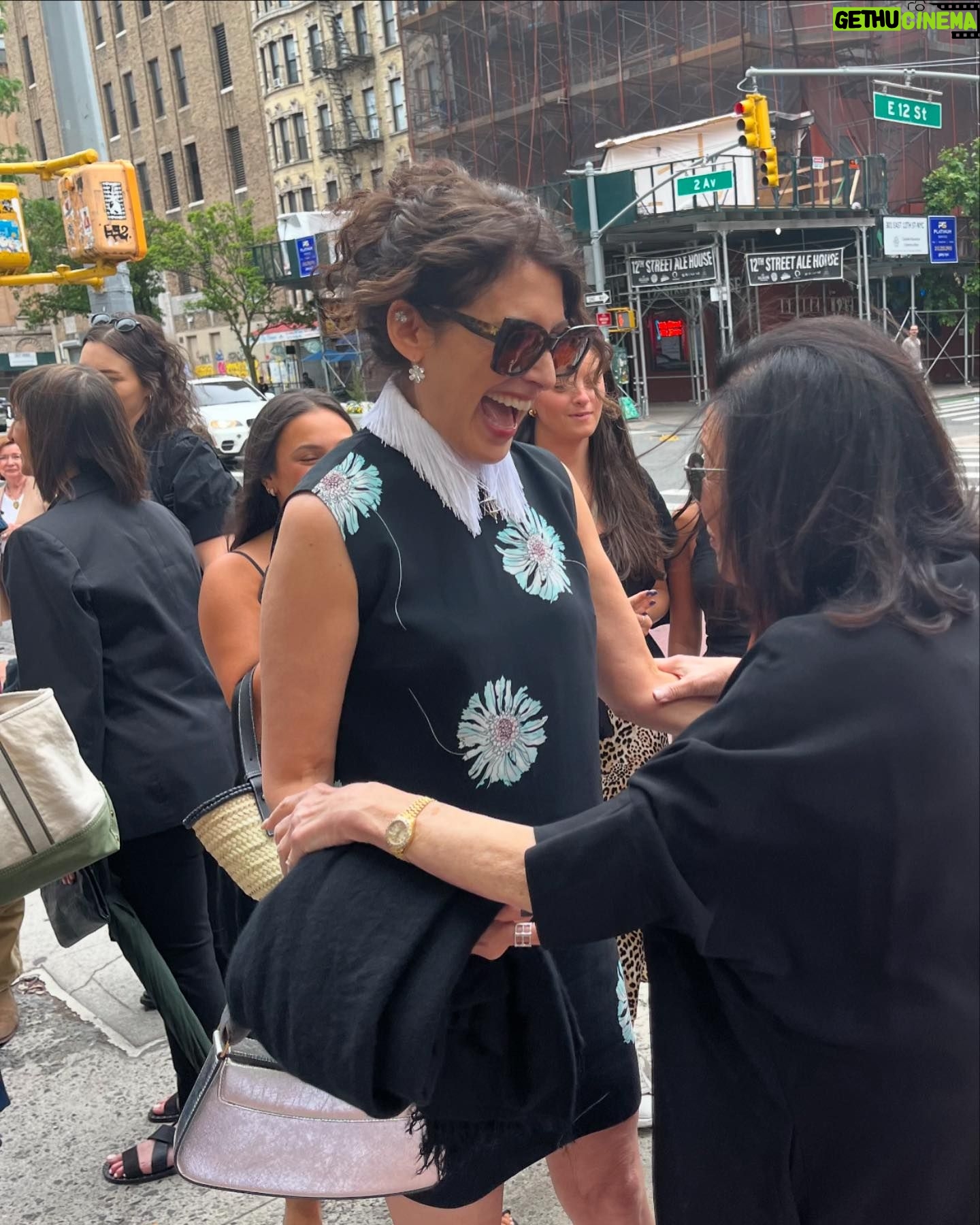 Lisa Edelstein - 4.4K Likes - One last batch of pics from the fun that was @tribeca before we head back west! So nice to see family and friends in my old hometown. I ❤️ NY!
Hair and makeup by @lizomakeup (thank you Lizette!)
Dress by @prada
Shoes and bag by @stellamccartney #vegan
and beautiful earrings and bracelet by @martinkatzjewels - wow!
If you look closely you can also see a gorgeous @rachelkatzjewelry ring that the hubby got me for our anniversary (nice work @robertrussellworks ❤️)