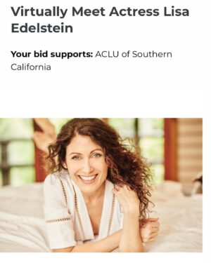 Lisa Edelstein Instagram - Like your rights? Help me support @ACLU_SoCal’s vital work to protect the rights and freedoms enshrined in the Bill of Rights and win the chance to have a fun Zoom with me! Bid by 3/22 @charitybuzz: https://aclusocal.co/lisaedelstein23
Thank you for your amazing support of the ACLU SoCal!  BIDDING ENDS TOMORROW! ❤️
