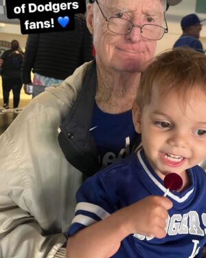 Lisa Whelchel Instagram - My mother (Granny Fabulous) and stepfather (Grandfather Great) are huge @dodgers fans. Due to health concerns, we didn’t know if they would ever be able to attend another game. But last night happened and it was a magical memory. 🧢⚾️💙🤍 🌭#gododgers #gomomma
