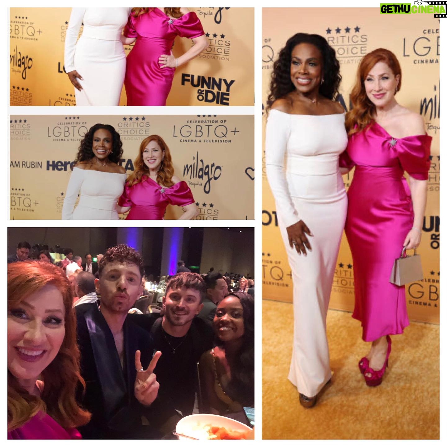 Lisa Ann Walter Instagram - Wonderful night celebrating excellence and art in the LGBTQ community - and @abbottelemabc’s own @chrisperfetti who won the Breakthrough Award for his genius portrayal of Jacob Hill. I’m SO proud of him - and of the diverse, talented writers led by Quinta Brunson. Thanks @criticschoice for the love. . Dress: @amsale Jewelry: @tcgoutal Hair: @dvohair Makeup: @adamchristophermakeup Style: @miss_kellyjohnson
