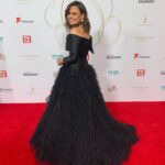 Lisa Wilkinson Instagram - Made it through the Logies red carpet! Thank you so much to the brilliant Nicky @velani for my exquisite dress. I am totally in love!! 💃❤️❤️❤️❤️❤️ Jewels: @olelynggaardcopenhagen 💎🌺 Hair & makeup: @stefaniepratico 💄💋 Styling: @amanda_jessup & the fabulous team at @10styling 🙏🥰😘 Yep, it really does take a village!! 😂😂😂 #logies #redcarpet #logiesredcarpet