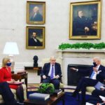 Liz Truss Instagram - Great to meet @potus with @borisjohnsonuk. 🇬🇧🇺🇸