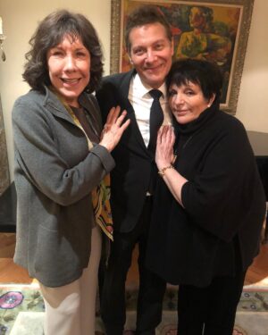 Liza Minnelli Instagram - What a night! One I never want to forget. My darling, Mitzi Gaynor had us over for dinner along with Lily Tomlin. Fabulous dinner to boot. I love you, Mitzi, and thank you for the picture with Lily and my  baby, Michael!
#lizaminnelli #mitzigaynor #lilytomlin #michaelfeinstein @themitzigaynor