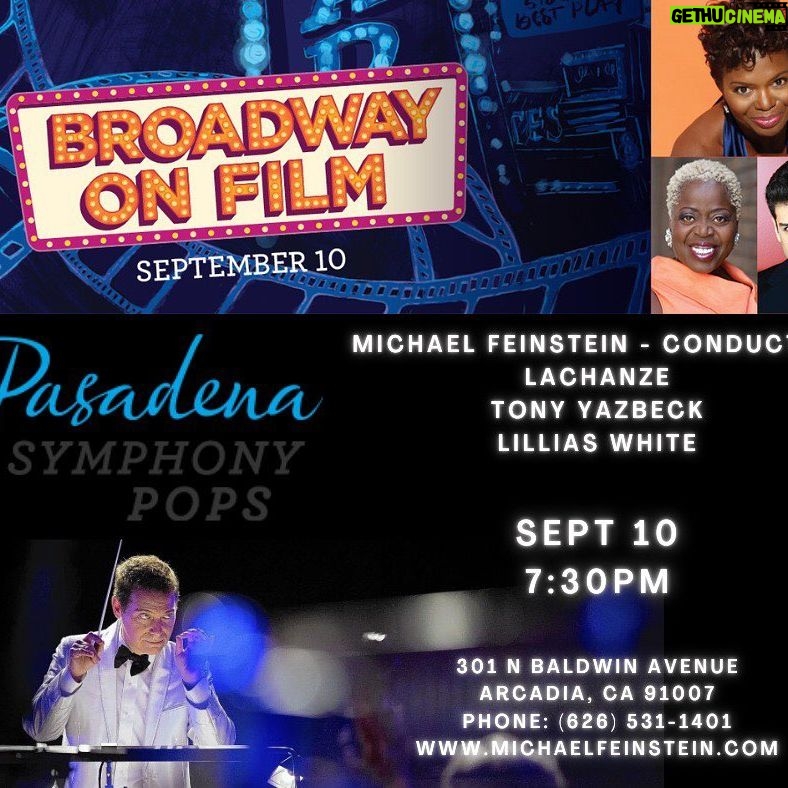 Liza Minnelli Instagram - Next Sat, Sept. 10, my baby @michaelfeinsteinsings conducts #Broadway on #Film @passymphpops with: @mslachanze , @tonyyazbeckofficial & @lilliaswhiteofficial !