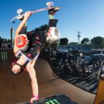 Lizzie Armanto Instagram - Channel hand plant on the new Tampa Vert Ramp in my @staychillbill 🍒 overalls. 📸 @monsterenergy
