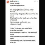 Lori Petty Instagram - - Sister Sinead...ahead of the pack, fled the pack, brutally destroyed by the pack for tellin' on the pack. Please #swipe and read one of our greatest poet's tribute. "Sister Sinead" by Kris Kristofferson. 💔💔💔