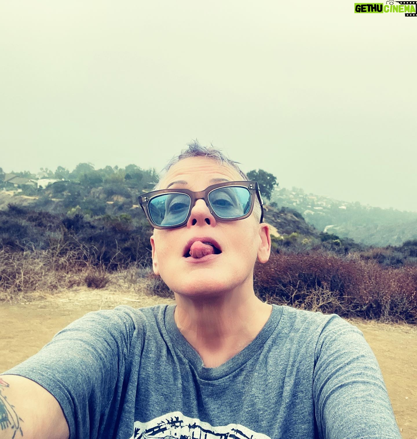 Lori Petty - 3 Likes - - 6:30 AM hike…the ocean is out there somewhere…love y’all so much and can we talk about oxygen and trees!?! 😂🌳🌺💙 #swipe