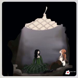 Lotte Verbeek Instagram - What an adorable piece of fanart of Claire and Geillis locked up in the thieves hole 🖤 thanks you @pitch.mani #outlanderfans #fanart #geillisduncan