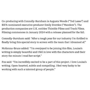 Louisa Connolly-Burnham Instagram - Over the moon to introduce our brilliant cast and crew thank you so much @variety and make sure you’re following @sisterwivesfilm for updates 💫

#SISTERWIVES