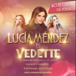 Lucía Méndez Instagram – Aún estás a tiempo de ver a Lucía Méndez en Vedette. No te quedes fuera de este espctáculo único en CDMX Boletos en el link de este perfil.

⏰ Viernes y sábados – 9:30 pm
🏨 Nuevo Foro Stelaris – Hotel Fiesta Americana Reforma
🎟 Boletos en @goliiive, en el lobby del hotel o al teléfono 5560662227

Producido por @oscarapia, @nachocarralnc y @ricky.berdy con el sello de @crnentertainmentmx 

#cabaret #cdmx #cena #show #teatro #weekend #viernes #sabado #drinks #girls #aniversario #celebraAon