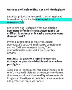 Lucie Lucas Instagram - Côté protection de l’océan, le monde avance mais la France régresse, tandis que la Bretagne résiste, déterminée à protéger les pêches destructrices plutôt que le climat et notre avenir. Mais le vent a tourné : pour défendre l’indéfendable chalutage qui ravage les écosystèmes marins, les élus ont été réduits à mentir et à mépriser les activistes et les citoyens. Leur posture est intenable. Ils le savent et ils paniquent. Fixons-nous jusqu’au 8 juin, journée mondiale de l’océan, pour obtenir l’interdiction des méthodes de pêche destructrices dans les aires marines supposées être « protégées ». Rejoignez la Coalition citoyenne pour la protection de l’océan pour agir et gagner avec nous !