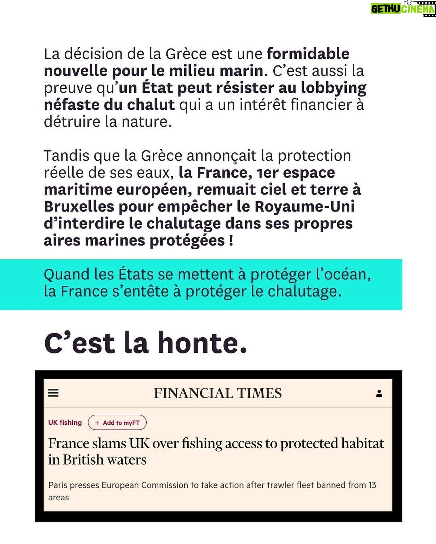 Lucie Lucas Instagram - Côté protection de l’océan, le monde avance mais la France régresse, tandis que la Bretagne résiste, déterminée à protéger les pêches destructrices plutôt que le climat et notre avenir. Mais le vent a tourné : pour défendre l’indéfendable chalutage qui ravage les écosystèmes marins, les élus ont été réduits à mentir et à mépriser les activistes et les citoyens. Leur posture est intenable. Ils le savent et ils paniquent. Fixons-nous jusqu’au 8 juin, journée mondiale de l’océan, pour obtenir l’interdiction des méthodes de pêche destructrices dans les aires marines supposées être « protégées ». Rejoignez la Coalition citoyenne pour la protection de l’océan pour agir et gagner avec nous !