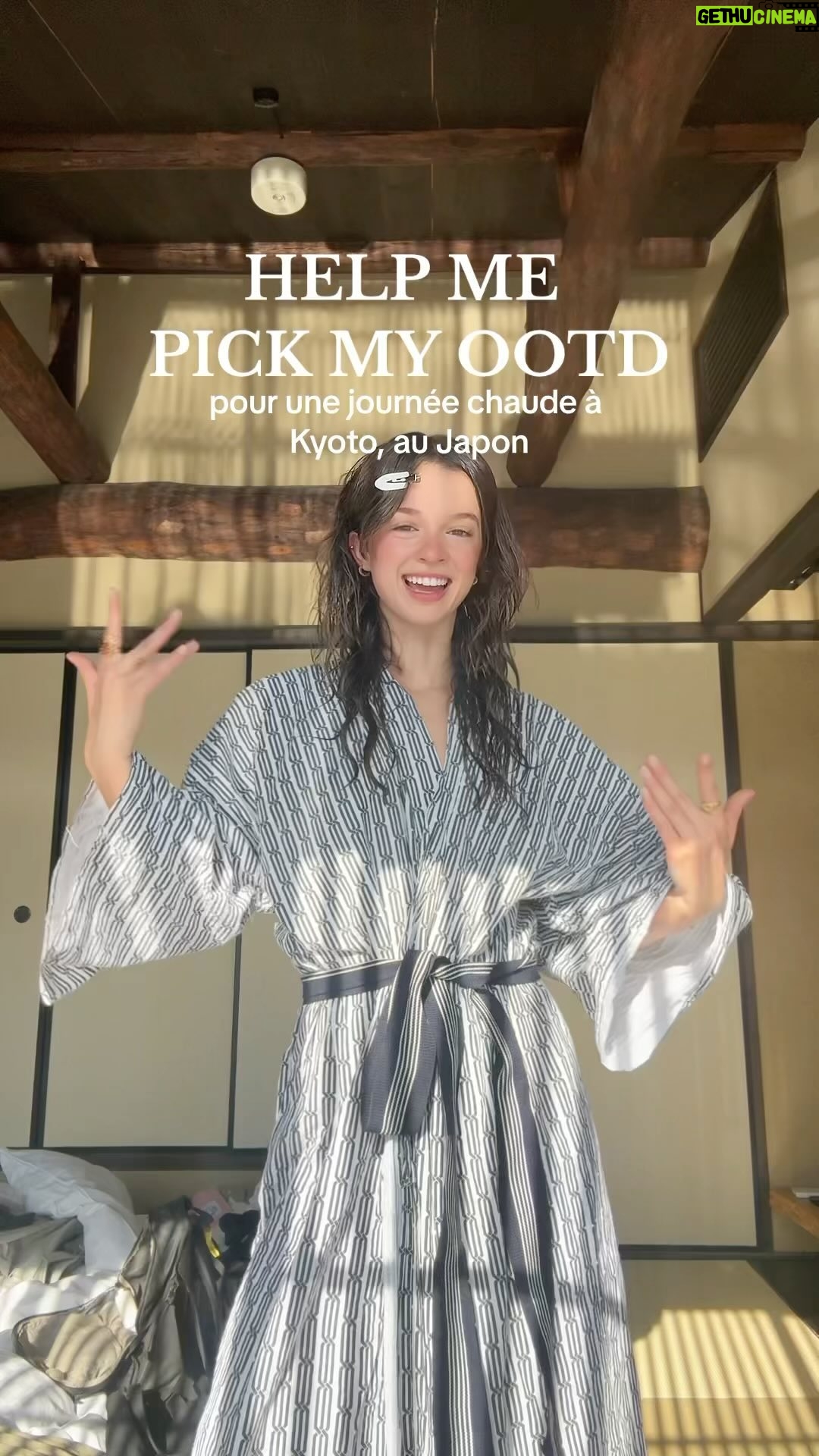 Lucie Rhéaume Instagram - Aide-moi à choisir ma tenue de la journée ici à Kyoto, au Japon. 🇯🇵 On y va pour la vibe plus Old Money Summertime ou Boho Chic? 🤌🏼