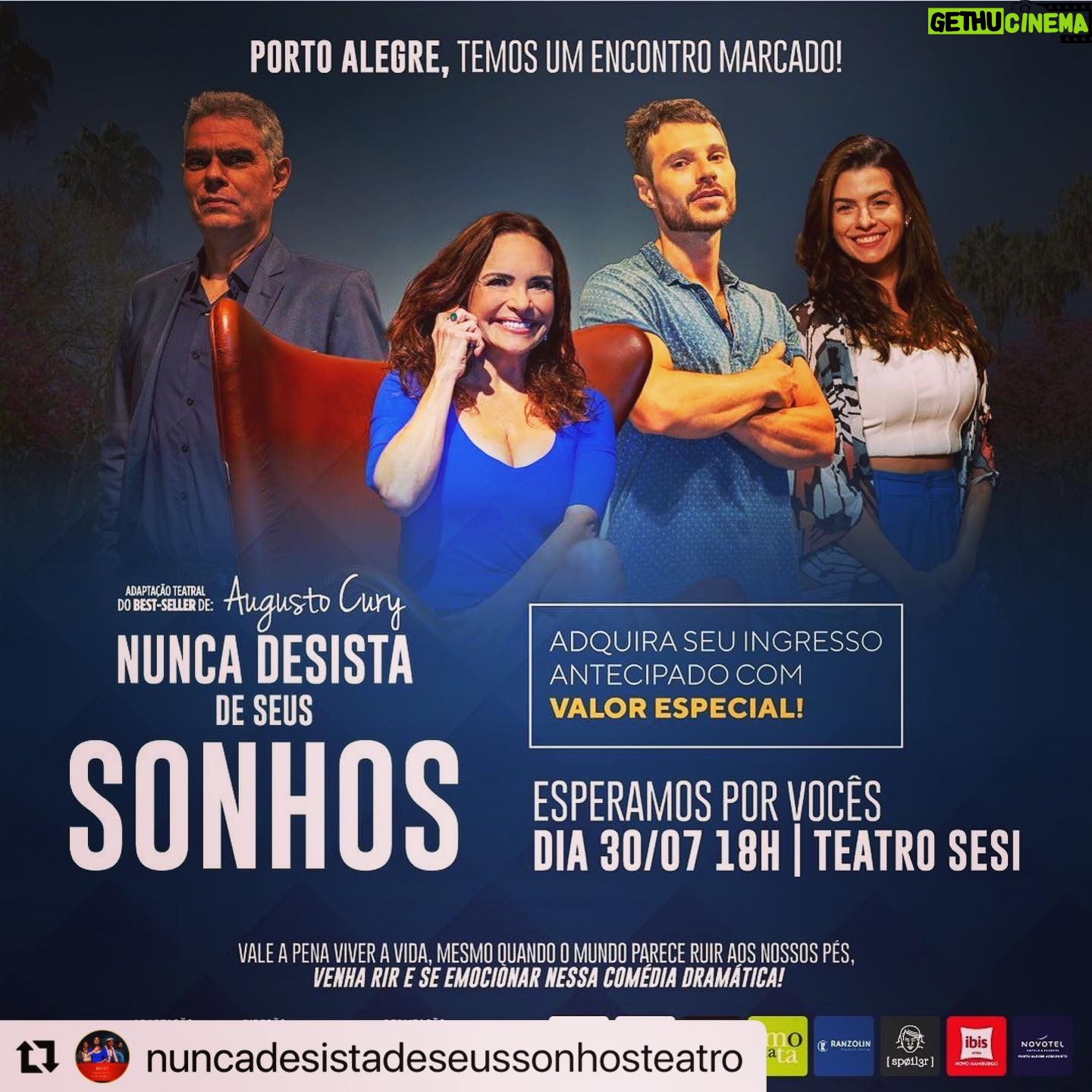 Luiza Tomé Instagram - Porto Alegre, cidade do meu coração , estaremos aí dia 30 de julho com a peça , "nunca desista de seus sonhos ", de Augusto Cury. Vai ser lindo estar aí de novo ! Beijos a todos e espero vocês . @netonizo @murilinhocunha @felorenzoni #teatro @augustocury obrigada por tantas obras lindas 🙌🙏