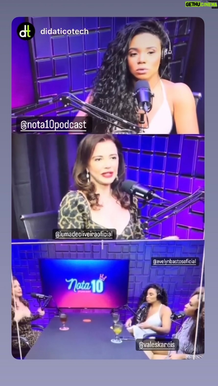 Luma de Oliveira Instagram - Sabe quando uma conversa acontece naturalmente e você vai relaxando sem se preocupar com julgamentos e diz exatamente o que pensa? Foi o que aconteceu comigo nesse podcast! Convite feito pela minha amada Evelyn Bastos, Rainha da bateria da Mangueira e empresária. (ela é um dos meus talismãs). A entrevista foi conduzida por ela e Valeska Reis, outra mulher poderosa. A transmissão será pelo canal #nota10podcast no YOUTUBE. Segunda dia 21 ás 20 horas. 🔥😉 Ativem o 🔔 para lembrarem ( adorei escrever isso 😁) e depois me contem o que acharam.