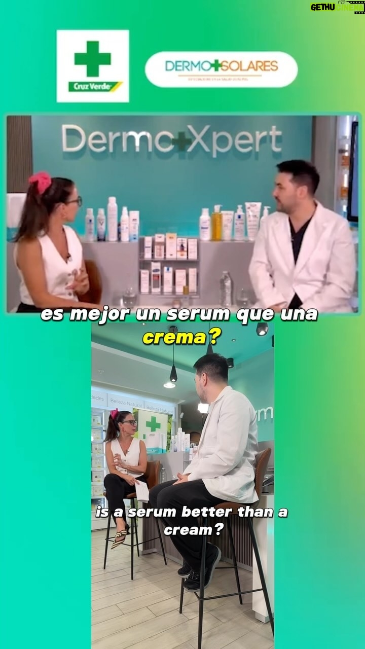 Luz Valdivieso Instagram - Con la genial @luzvaldiviesoactriz demostramos y explicamos la diferencia entre Serum y Crema! Gentileza @farmaciascruzverdechile @dermo.xpert #idermatologo #dermatologo #serumocrema #serum #crema #skincare #skintok #edutainment #longervideos #farmaciascruzverde #dermosolarescruzverde #dermosolares