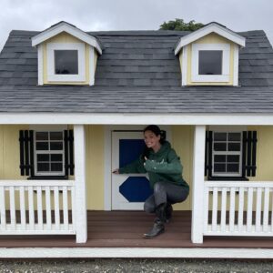 Lydia Hearst Instagram - I got a shed for my new garden area! But, I think Dimity will enjoy and use it more than I do 🏡 💛