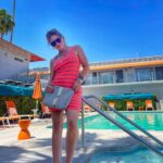 Lynn Collins Instagram - @thetwist.palmsprings THANK YOU for helping me #pregame for this birthday 💕🧡💕 The hospitality and chill vibes were a sweet balm to my soul 🩵 🩶 🩵 🩶 🩵 🩶 🩵 🩶🩵 Thank you @hilovetravel for the super cool #crossbodybag 🩶 #palmsprings #poolside #stars #palms @vionicshoes #happybirthday #pink #desert #desertlife @vans