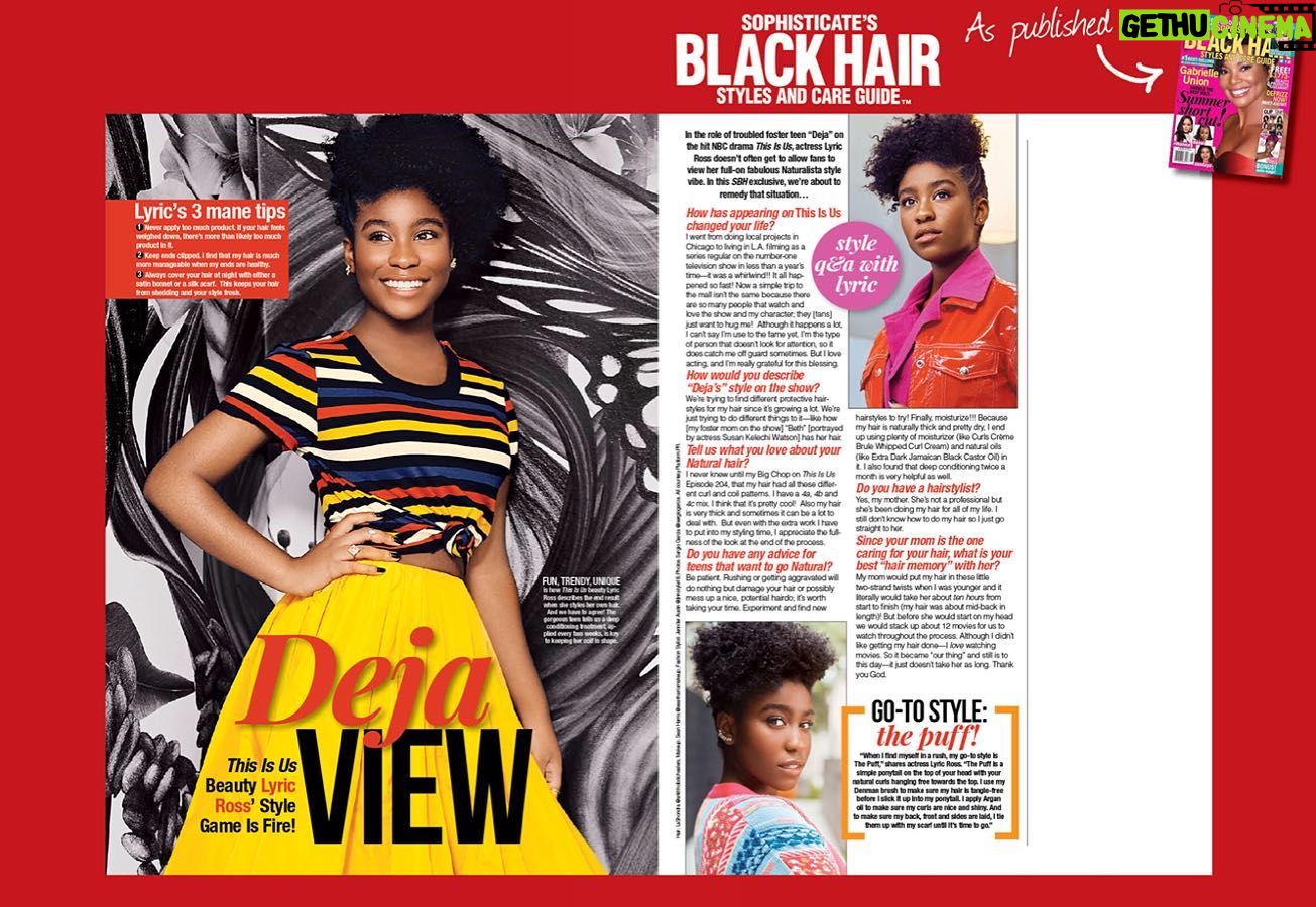 Lyric Ross - 2K Likes - @sophisticatesblackhairstyles THANK YOU for this beautiful article I love it💛💛! I wasn’t always confident when it came to my hair, but over the last year I’ve learned to love & embrace my kinks and coils. So Again, thank you for celebrating our hair💗 #newsstands #barnesandnoble