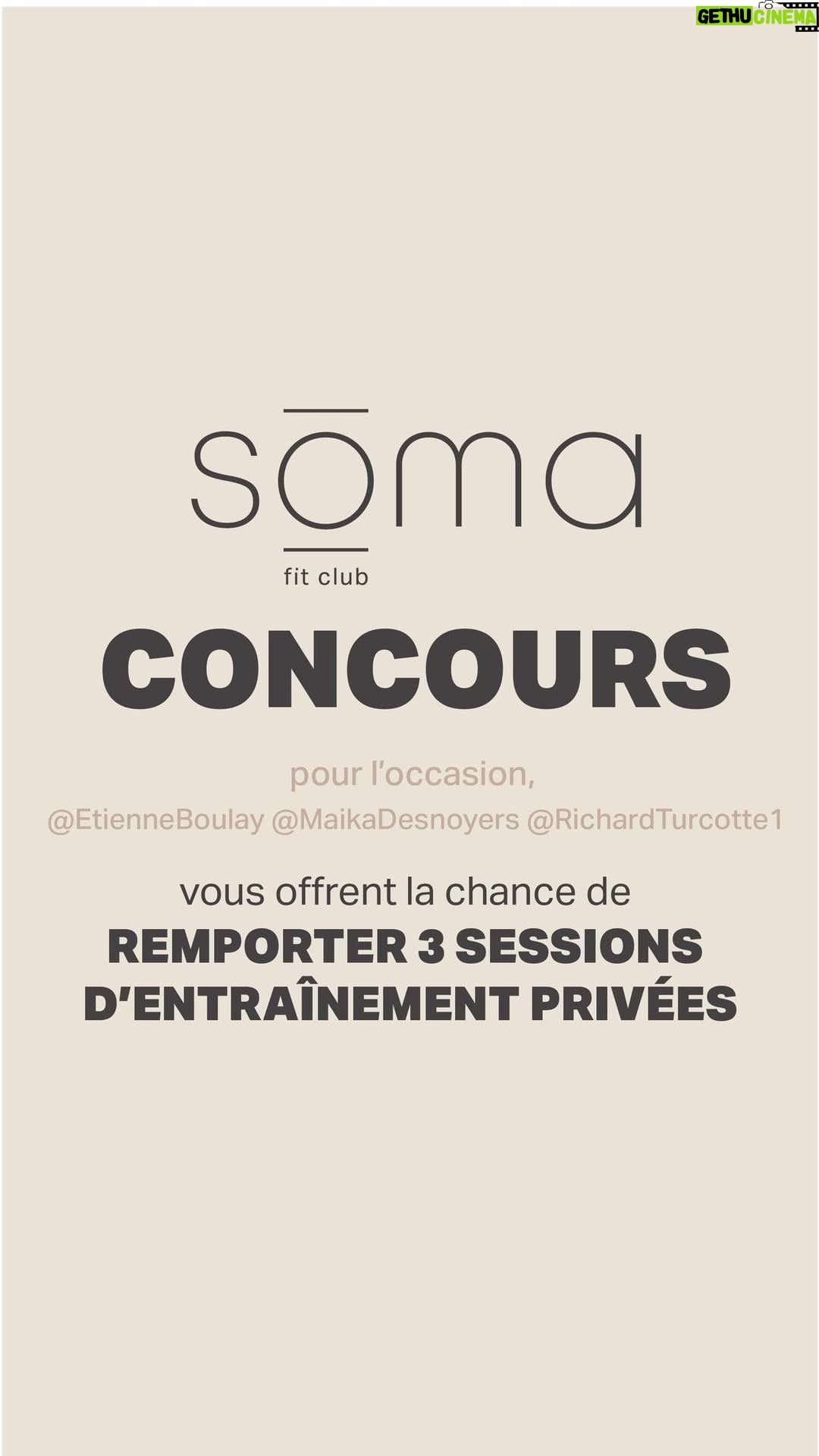 Maïka Desnoyers Instagram - @soma.fitclub Griffintown ouvre ses portes cette semaine le jeudi 18 avril✨ Pour l’occasion, @etienneboulay22 , @maikadesnoyers et @richardturcotte1 vous offrent la chance de remporter 3 sessions d’entraînement privées, dont une avec l’un d’entre eux. Au total, 3 gagnant.es pourront faire l’essai de la technologie EMS 🤝💪 Pour participer : S’abonner à la page @SomaFitClub Écrire dans les commentaires le nom d’un.e ami.e avec qui vous aimez vous entraîner. Oui, vous pouvez commenter plus d’une fois 😉 Les gagnants seront annoncés le 22 avril prochain et seront choisis au sort. Ces derniers devront se déplacer, à leurs frais, à la succursale de Griffintown à une date convenue avec toutes les parties. 18 ans et plus. Les séances d’essai peuvent être transférées.